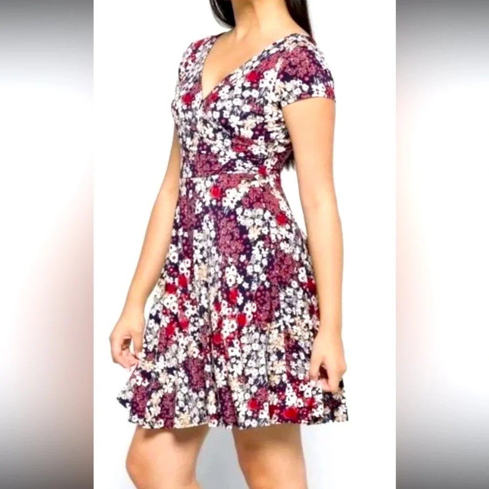 Stitch Fix Womens Kaileigh Amandine Faux Wrap Maroon Floral Knit Dress XL